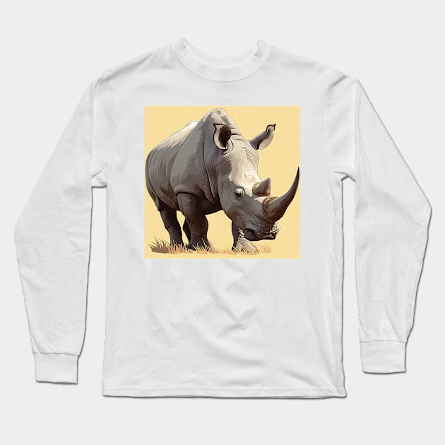 rhinoceros Long Sleeve T-Shirt by peterdoraki